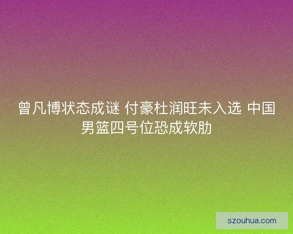 曾凡博状态成谜 付豪杜润旺未入选 中国男篮四号位恐成软肋