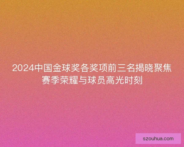 2024中国金球奖各奖项前三名揭晓聚焦赛季荣耀与球员高光时刻