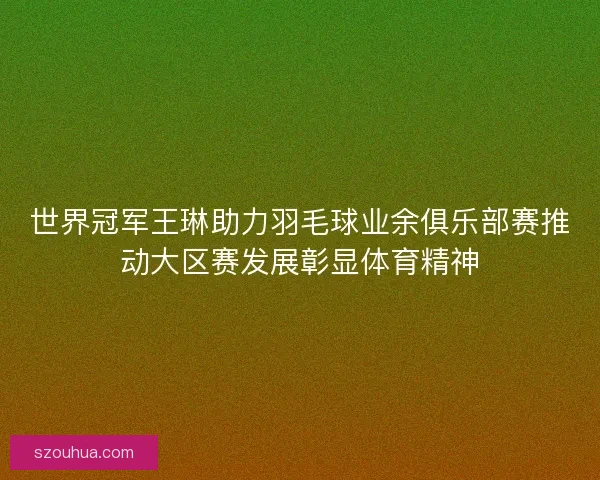 世界冠军王琳助力羽毛球业余俱乐部赛推动大区赛发展彰显体育精神